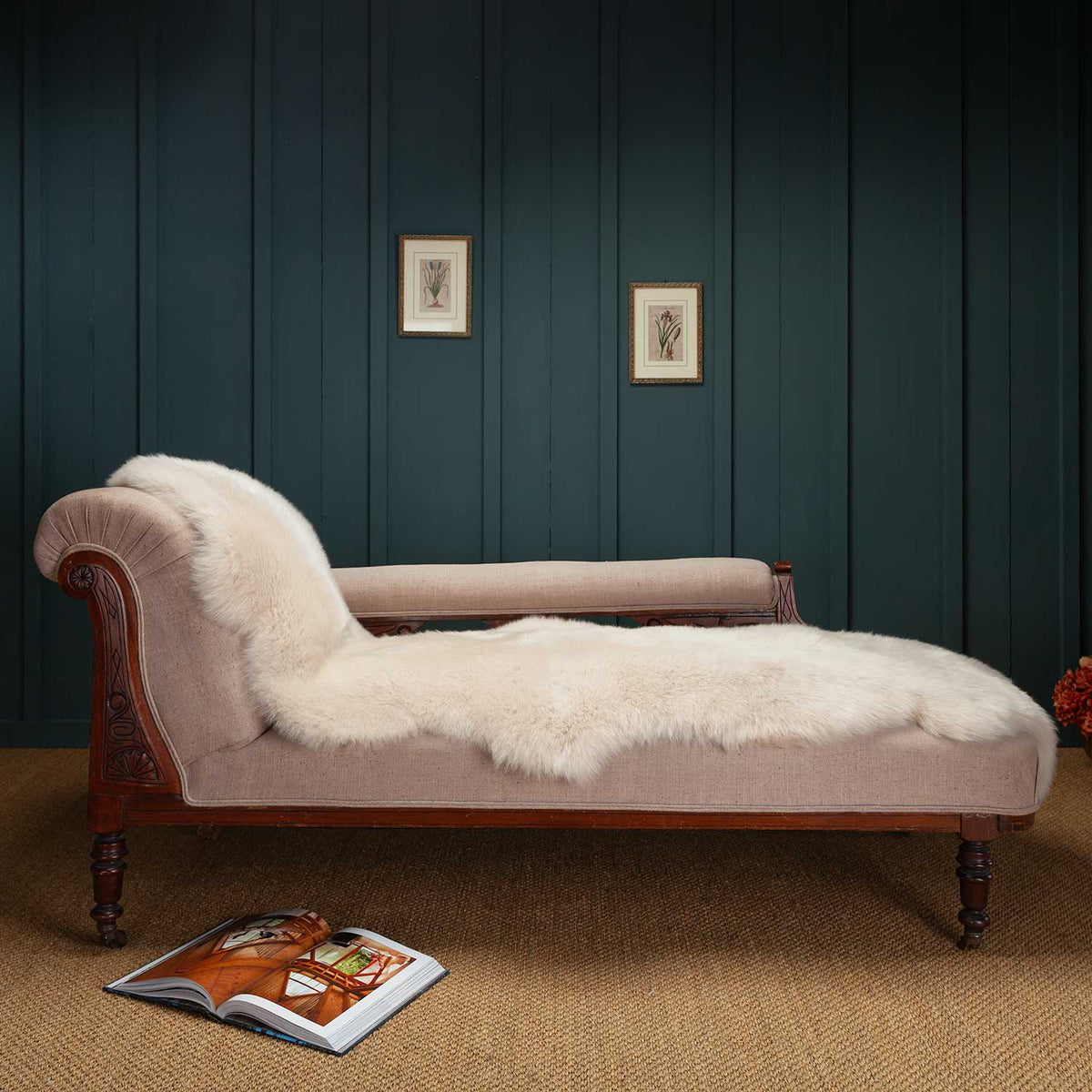 A fabulous double sheepskin rug in cream and caramel tones, crafted from  premium whole sheepskins.