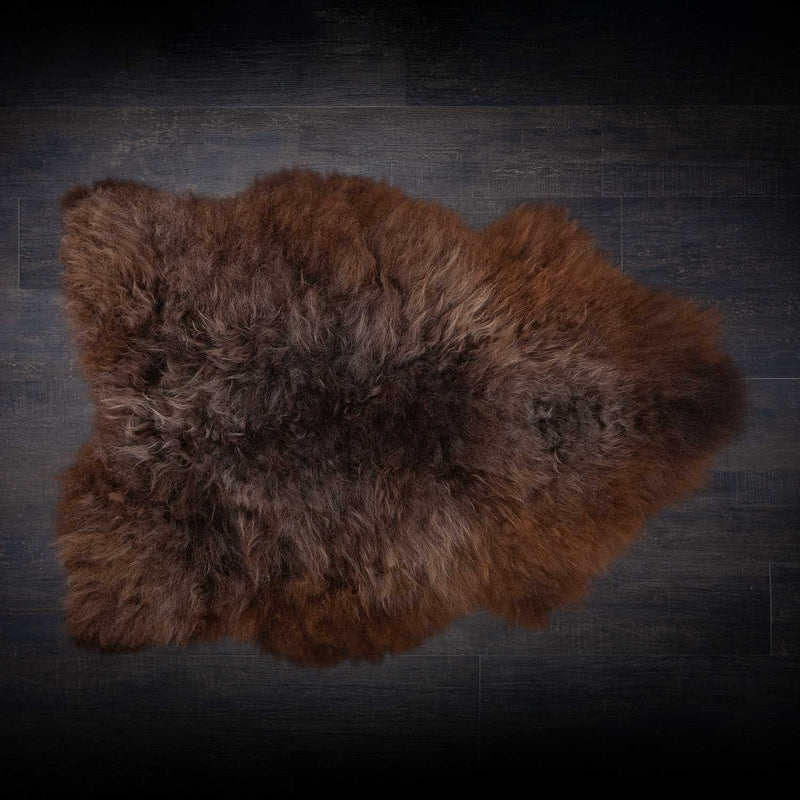 Extra large rare breed sheepskin in rich brown tones. Approx 115-130 x 70-90 CMS.