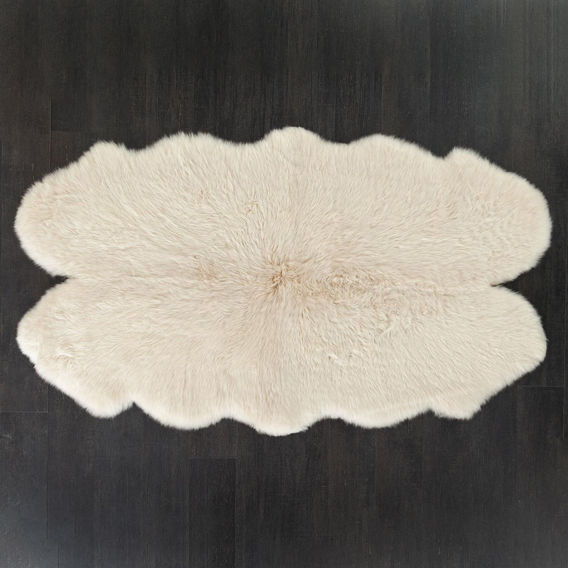 British quad Linen colour dyed longwool sheepskin rug soft cream & caramel tones silky-soft fleece From The Wool Company.