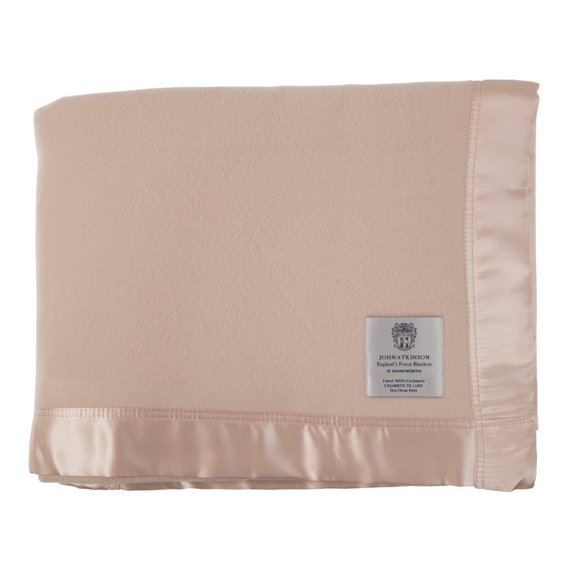 British-made super-soft cashmere de luxe blankets for all-season ultimate luxury silk ribbon binding on all edges, 2 colours