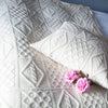 100% British wool chunky Aran soft knitted throw undyed natural cream versatile & practical top-quality made in England 