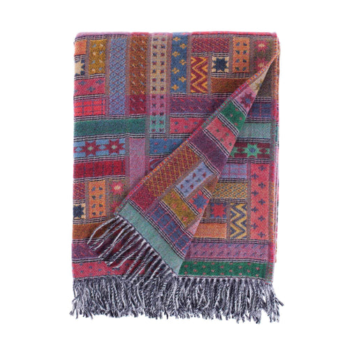 Super-soft Merino lambswool stunning unique Italian design multi coloured pattern  luxury throw From The Wool Company