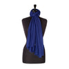 Fine wool & silk blend shawl in classic navy blue with a soft fringe edge super-soft lightweight & warm top-quality