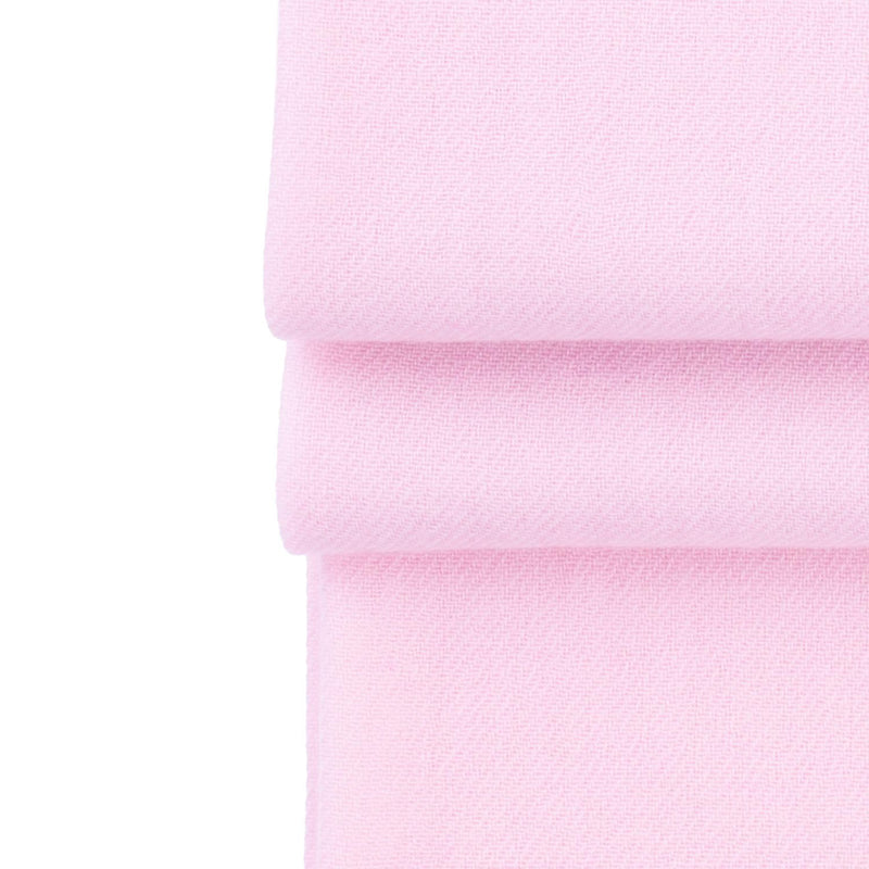 Genuine 100% cashmere pashmina in light soft pink with a tasselled fringe edge super-soft lightweight & warm finest-quality