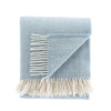 100% pure new wool British-made throw in soft subtle duck egg blue fishbone pattern top-quality From The Wool Company