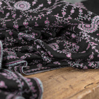 Sozni Embroidered Black Chakra Shawl 'Sudarshan'