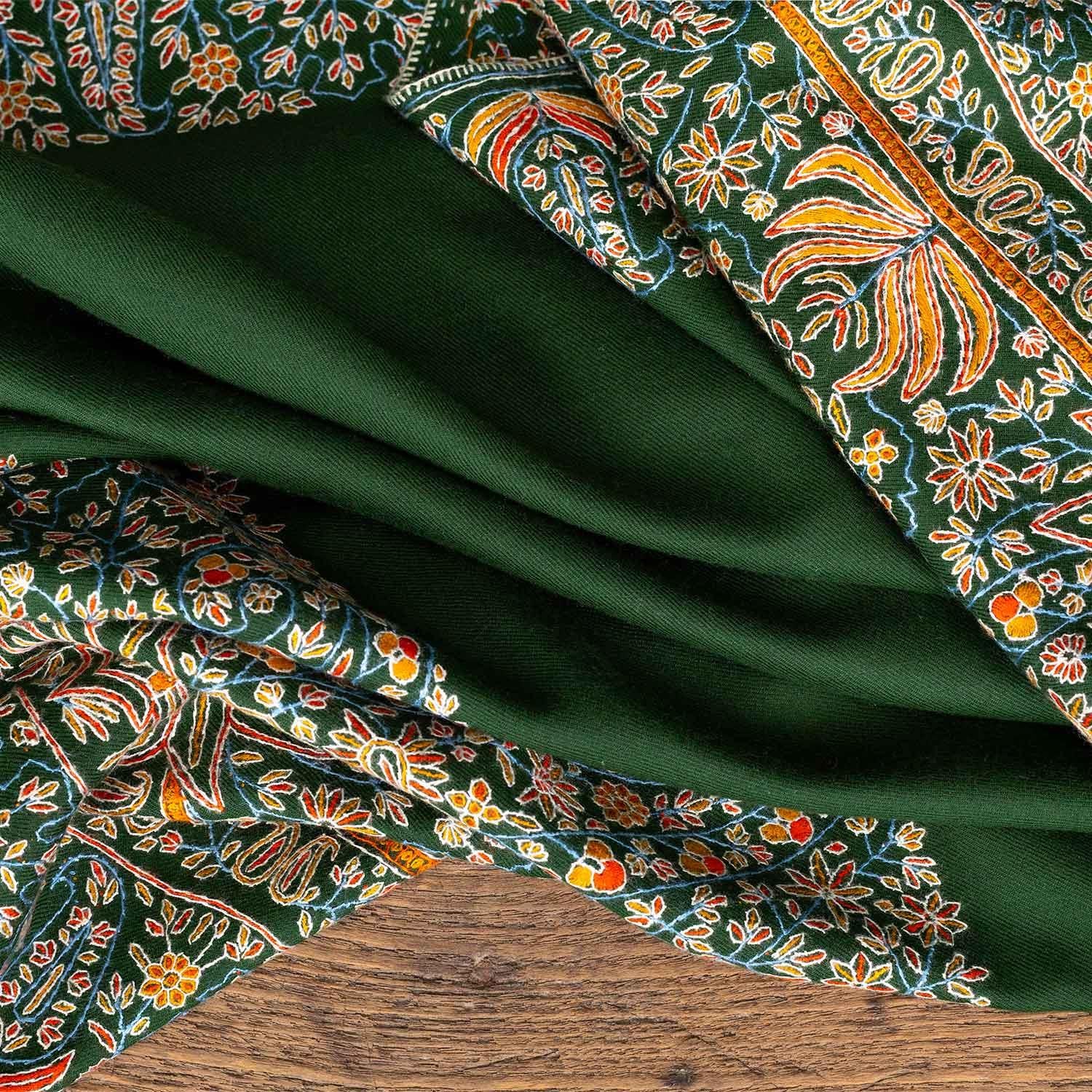 Hand Embroidered Royal Almond Shawl 'Bahaar'