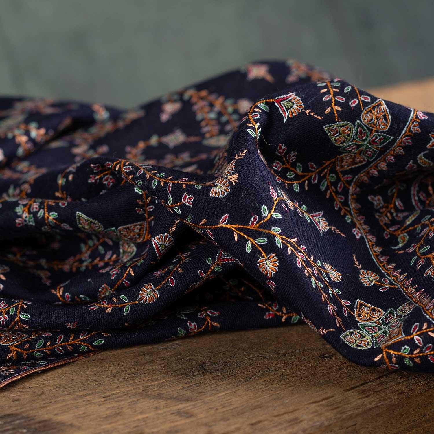 Silk Embroidered Jamawar Shawl Raat