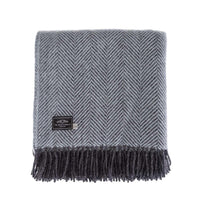 Pure New Wool Herringbone Throw Winter Sky