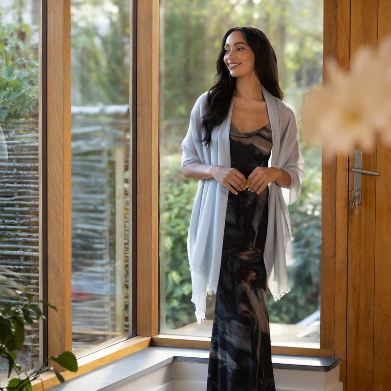 Celeste Cashmere Shawl Silver