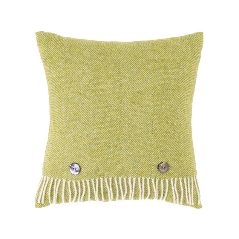 Shetland Wool Herringbone Cushion - Lime