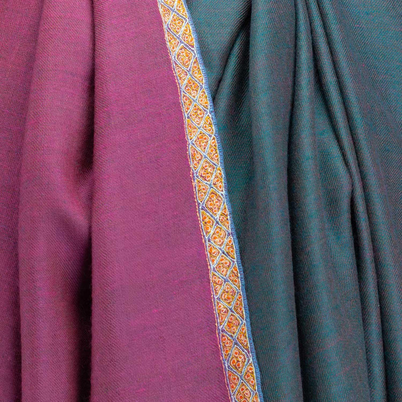 Sozni Hand Embroidered Double Sided Pashmina Magenta