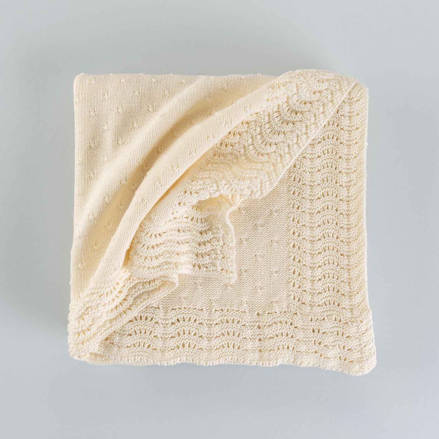 Organic Cotton Knitted Lace Baby Shawl