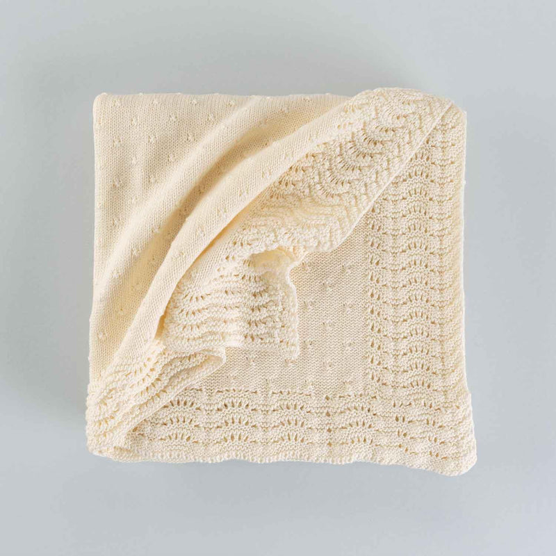 Organic Cotton Knitted Lace Baby Shawl