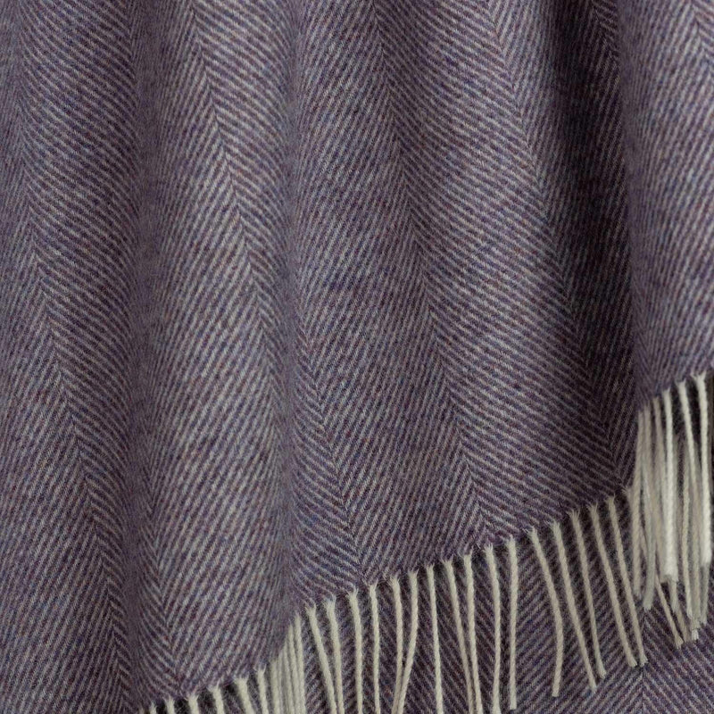 Shetland Wool Herringbone Throw - Mulberry