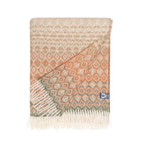 British Wool Throw Terracotta & Green
