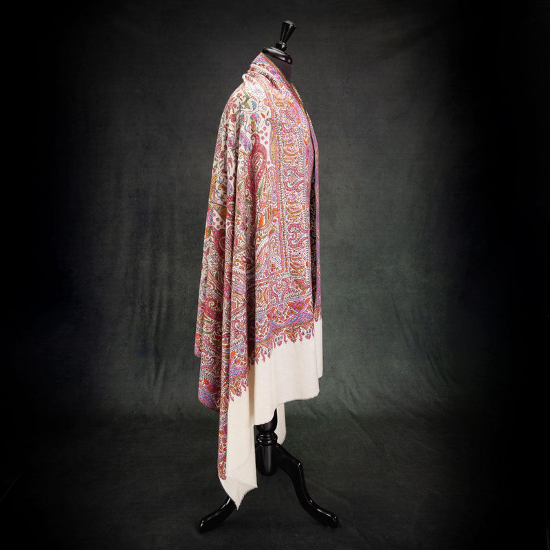 Hand Embroidered Jamawar Pashmina ' Tajmahal-The White Crown'