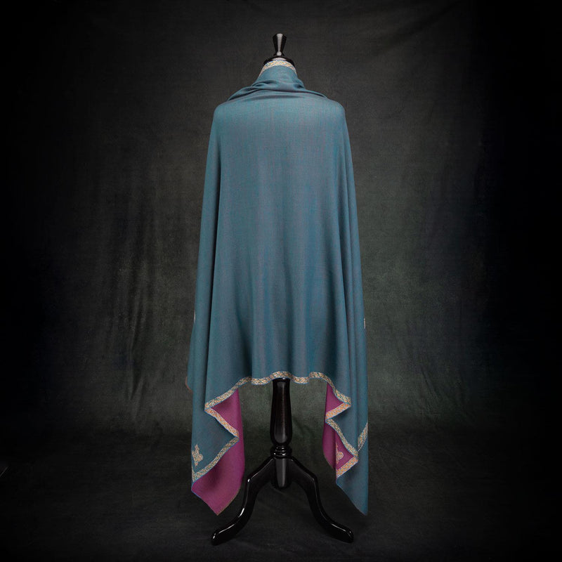 Sozni Hand Embroidered Double Sided Pashmina Magenta