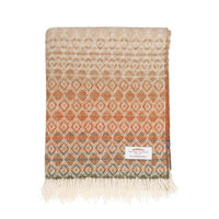 British Wool Throw Terracotta & Green