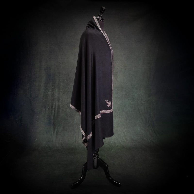 Hand Embroidered Eco-Toosh Hashidar Shawl Black