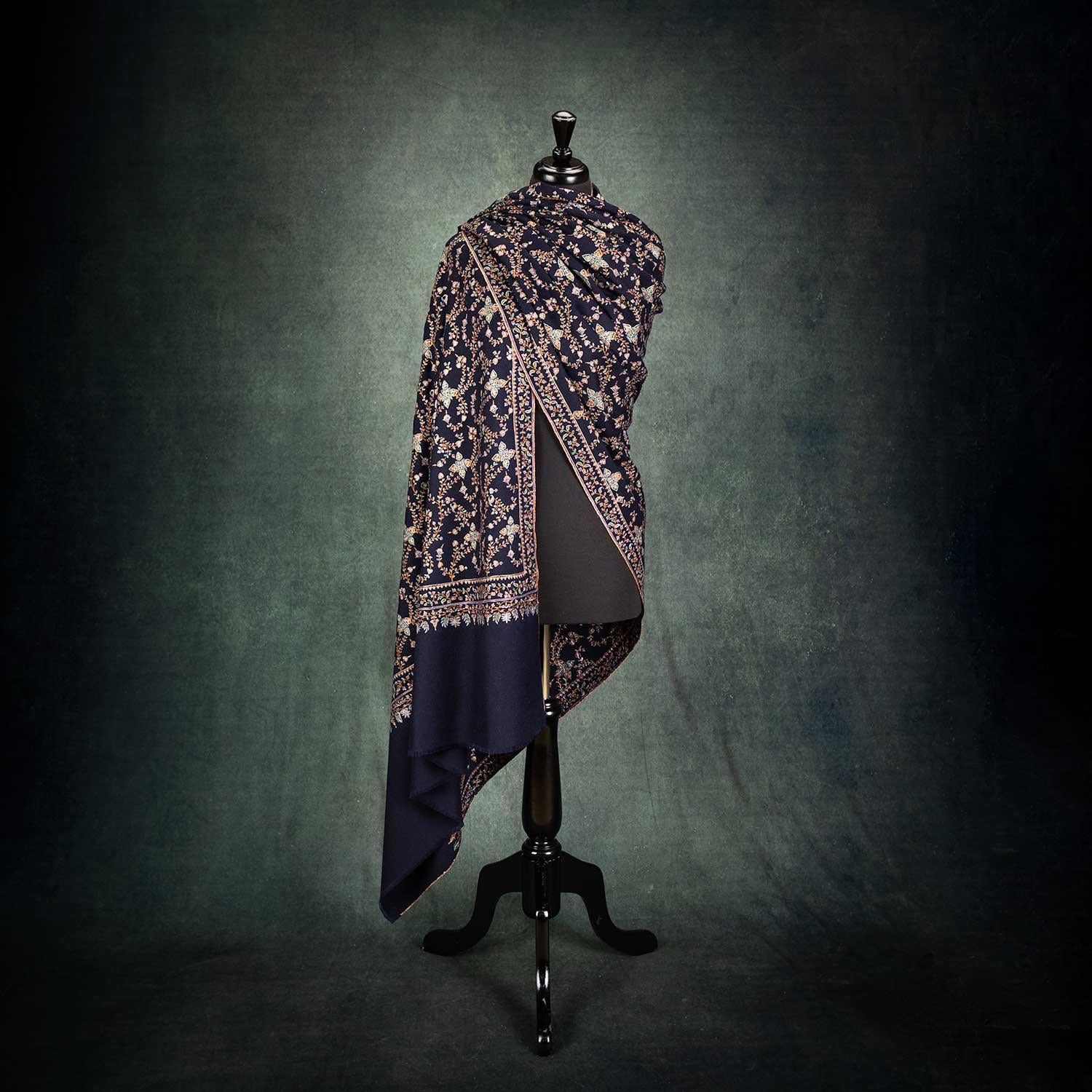 Silk Embroidered Jamawar Shawl Raat