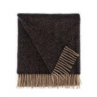 Pure New Wool Herringbone Knee Rug Ebony & Tan