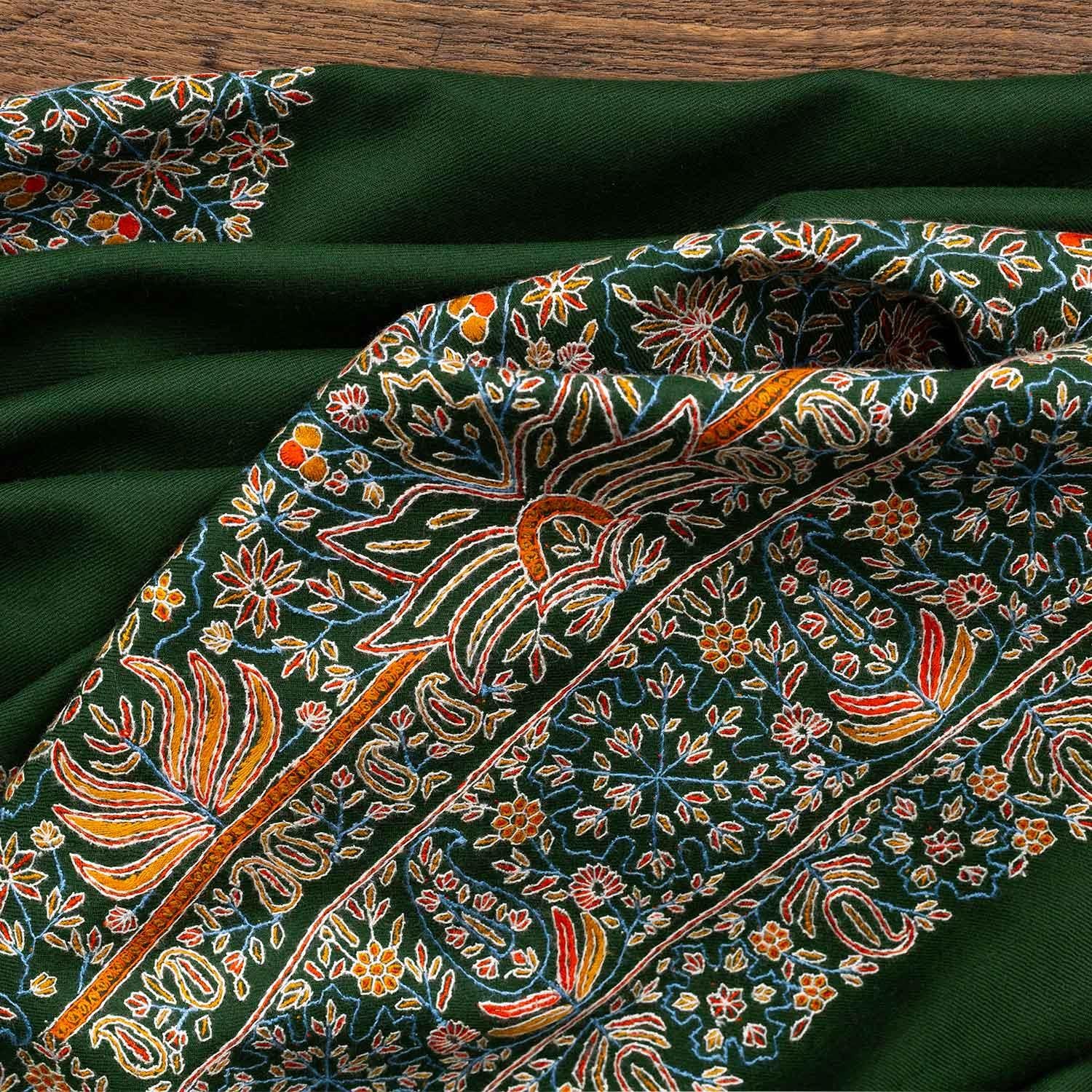 Hand Embroidered Royal Almond Shawl 'Bahaar'