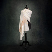 Spring of Kashmir Stole Orange Hand Embroidery