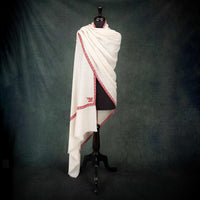 Sozni Hand Embroidered Cashmere Shawl Burgundy Border