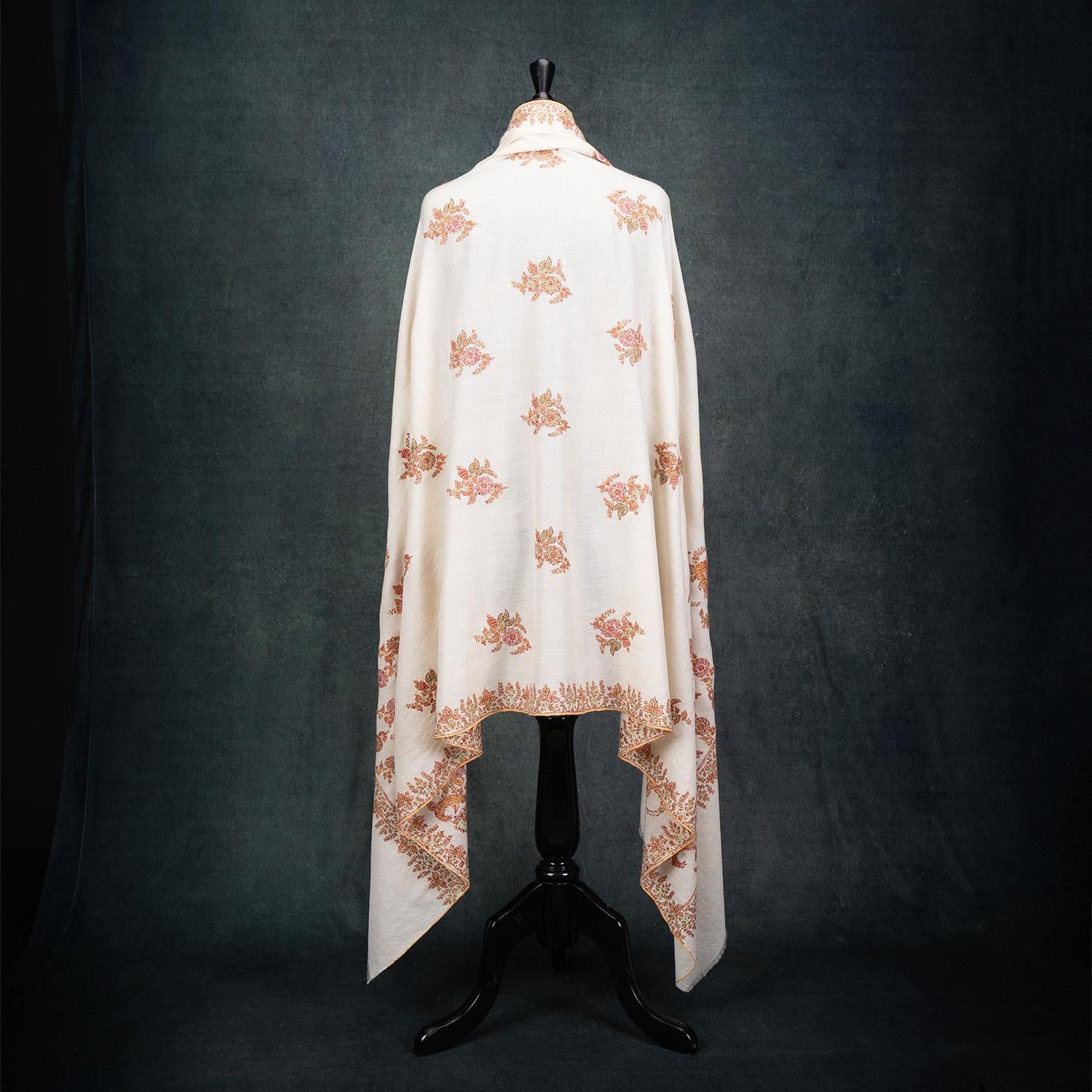 Sozni Embroidered Pashmina 'The Colours of Sunrise' Bhajan