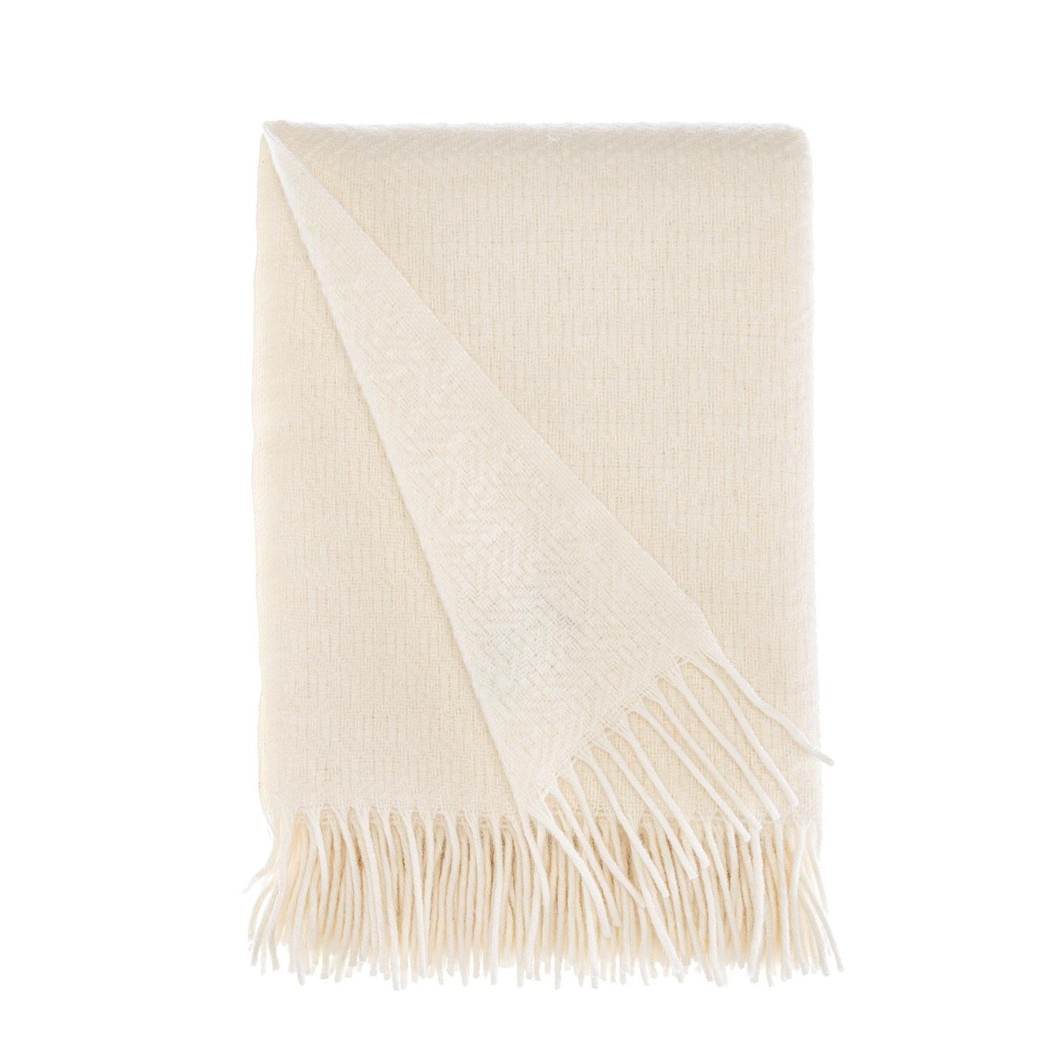Pure New Wool Textured Ivory Throw