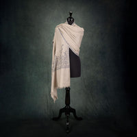 Spring of Kashmir Stole Black & White Hand Embroidery