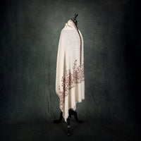 Spring of Kashmir Stole Black & Orange Hand Embroidery