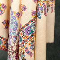 Sozni Hand Painted & Embroidered Jamawar Pashmina
