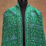 Sozni Hand Embroidered Cashmere Pashmina Emerald