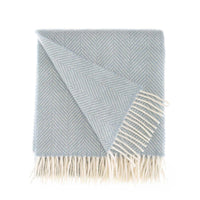 Pure New Wool Herringbone Knee Rug Duck Egg