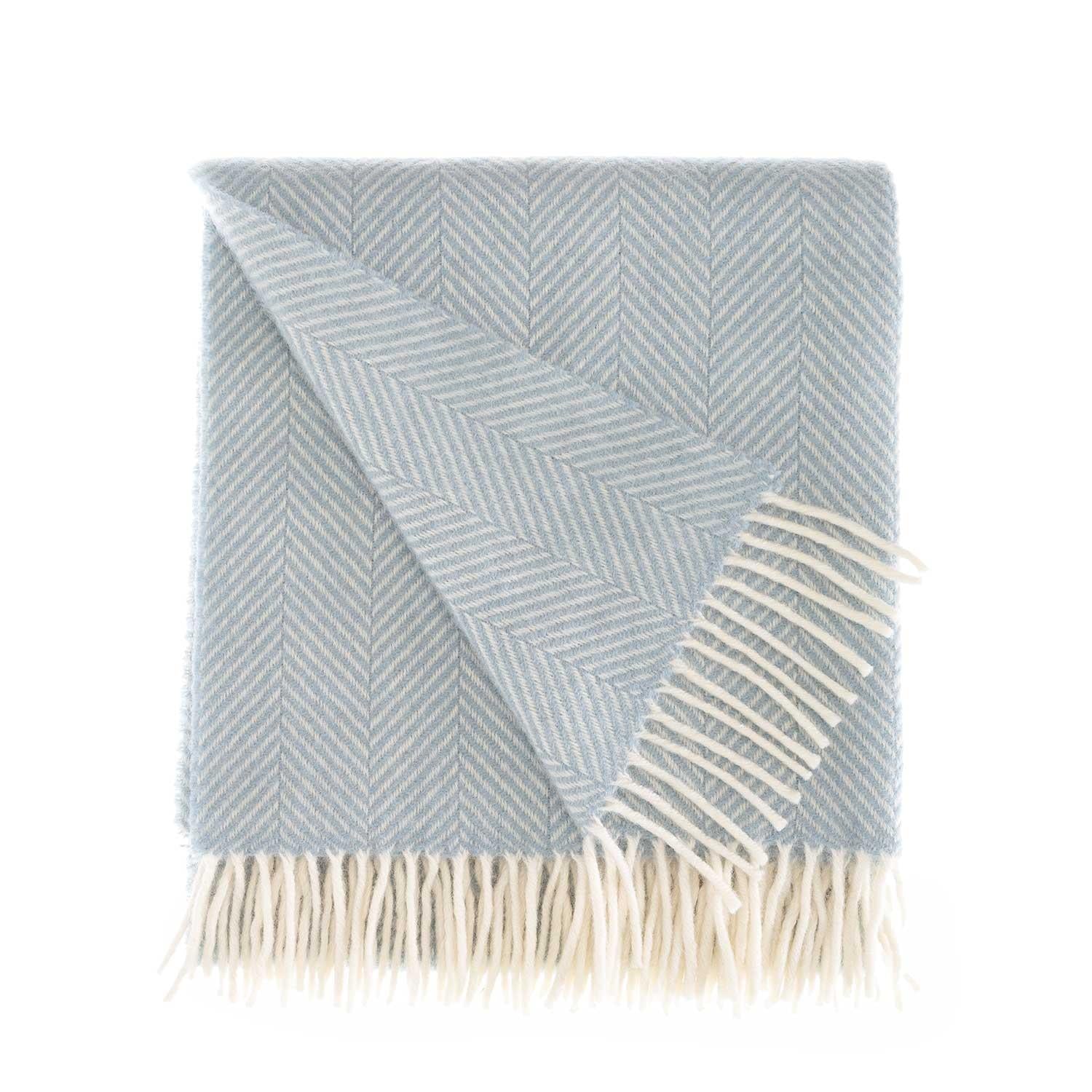 Pure New Wool Herringbone Knee Rug Duck Egg