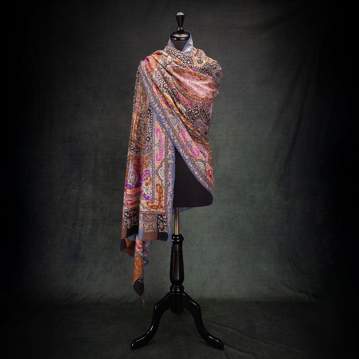 Hand Loomed Kalamkari Pashmina Pink The Wool Company
