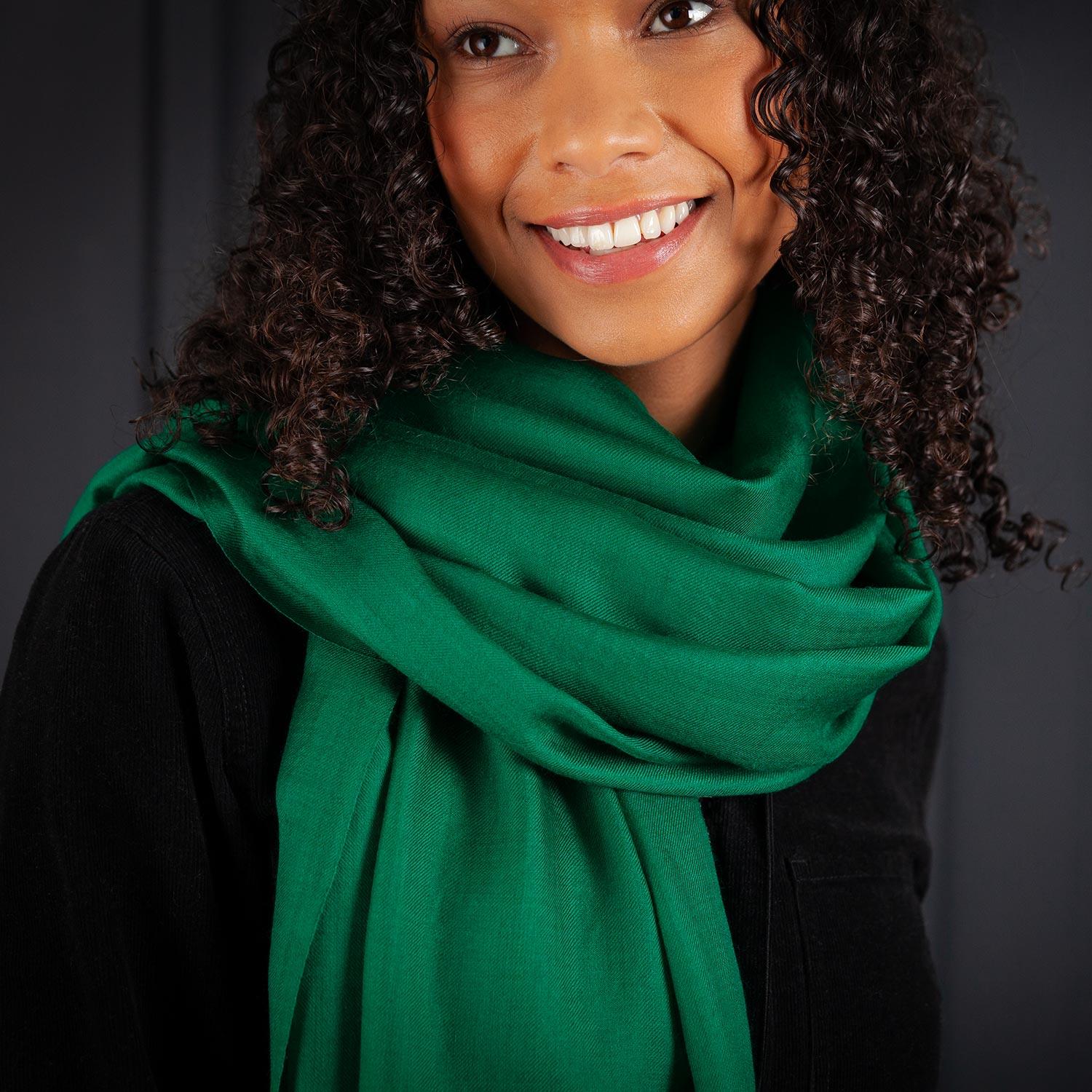 Luxe Merino Silk Shawl Emerald - Main Image