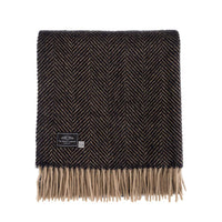 Pure New Wool Herringbone Knee Rug Ebony & Tan