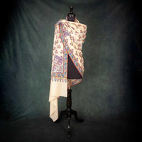 Sozni Hand Painted & Embroidered Jamawar Pashmina
