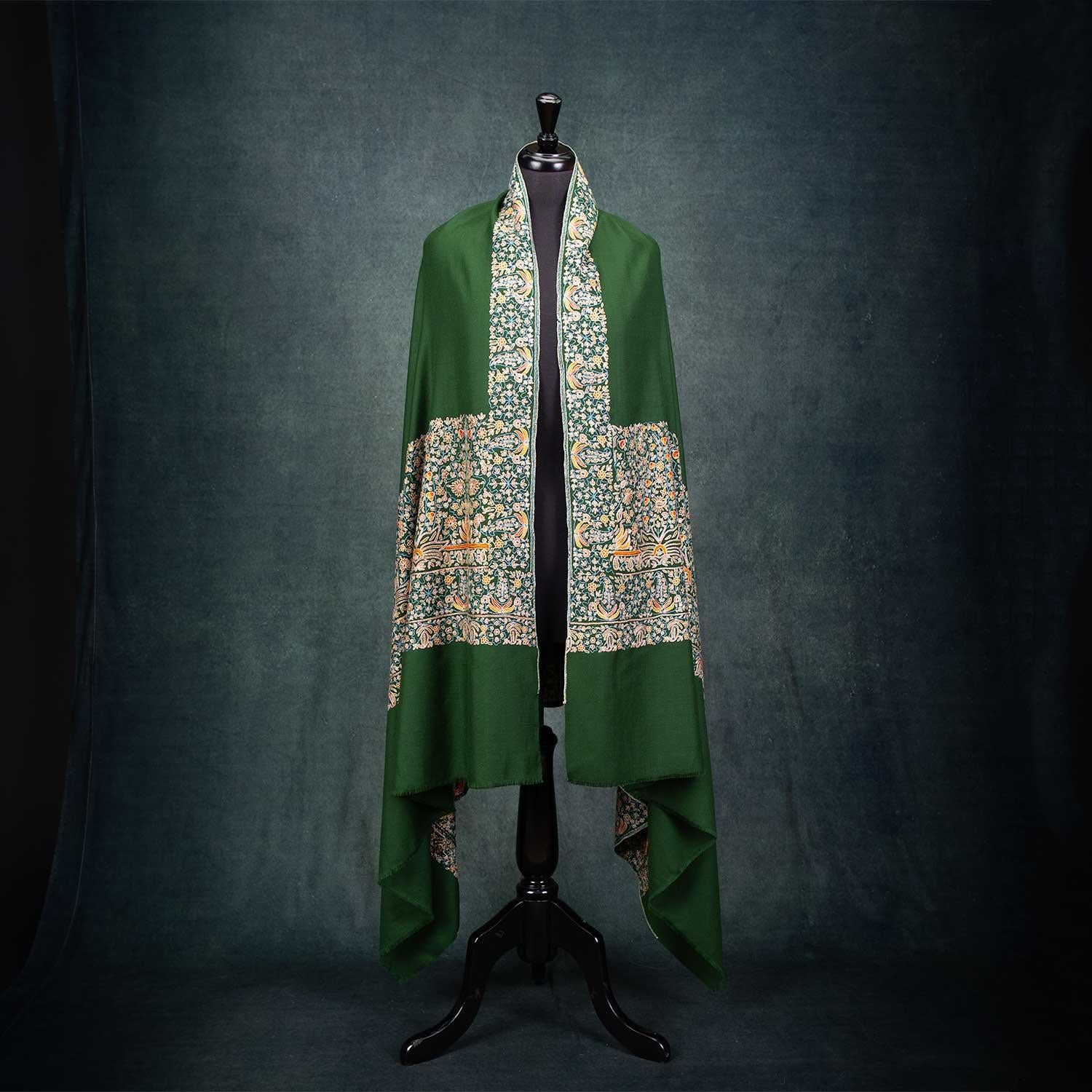 Hand Embroidered Royal Almond Shawl 'Bahaar'