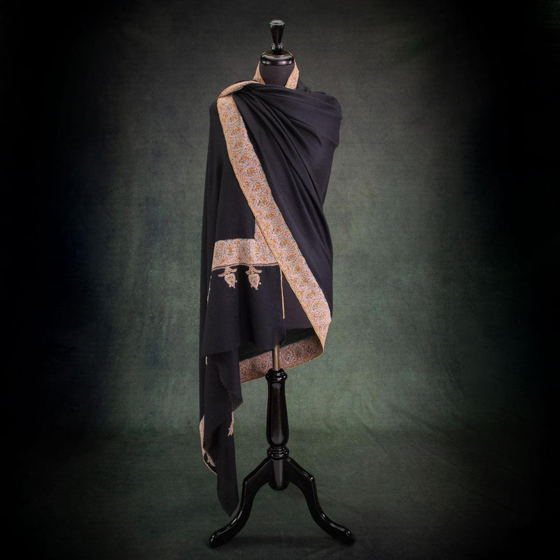Hand Embroidered Cashmere Pashmina 'Kali the Origin of Life'