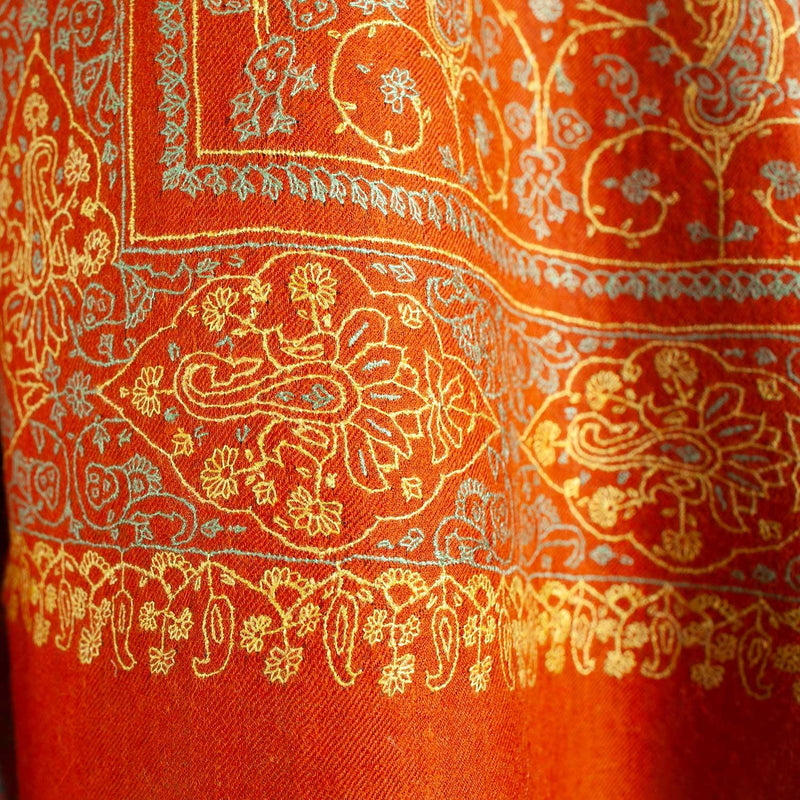 Hand Embroidered Eco-Toosh Roopwati Shawl 'Hanuman'