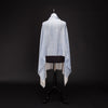 Ikat Pashmina Wrap 'Clouds of Ladakh' Blue Stripe