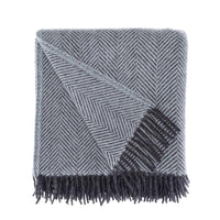 Pure New Wool Herringbone Throw Winter Sky