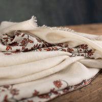 Spring of Kashmir Stole Black & Orange Hand Embroidery