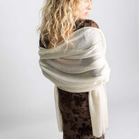 Handwoven Cashmere Shawl White