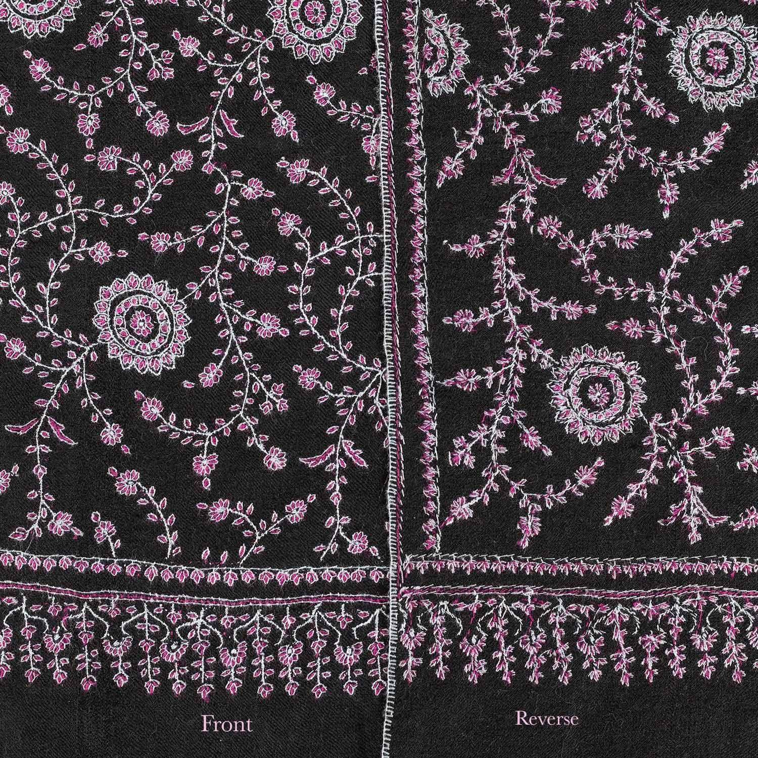 Sozni Embroidered Black Chakra Shawl 'Sudarshan'