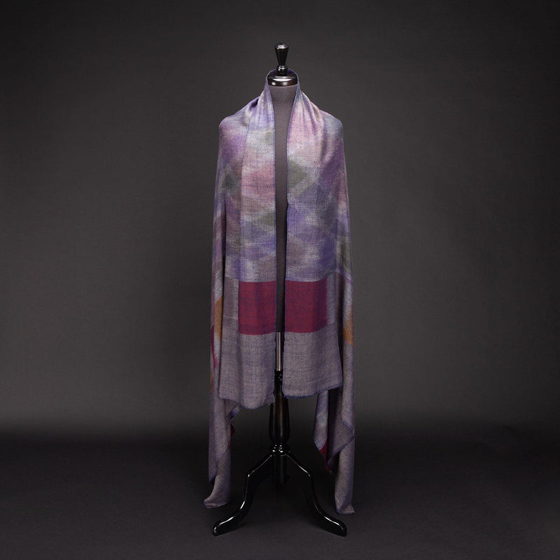 Ikat Pashmina Shawl Navy & Lilac